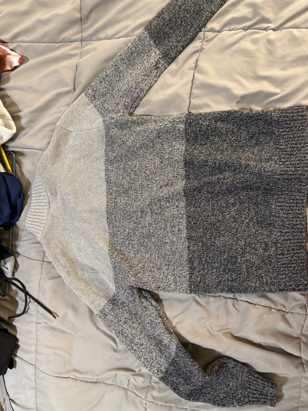 Kids Colorblock Crewneck Sweater in Light Gray and Dark Gray 18/20